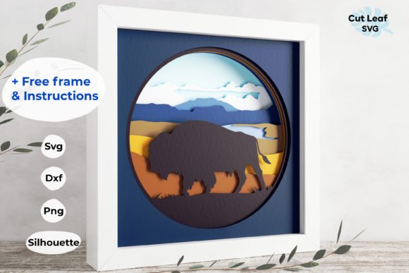 3D Bison Shadow Box: A Rustic 3D SVG Asset Review