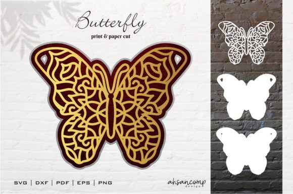 3D Butterfly Mandala for Laser Cutting & Wall Decor