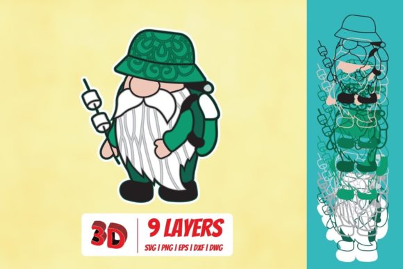 3D Camping Gnome SVG: Shapes for Modern 3D SVG