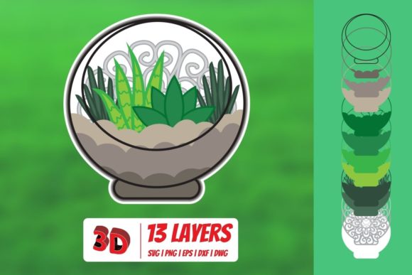 3D Florarium5 SVG: Premium 3D SVG Shapes for Branding