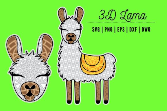 3D Lama SVG Bundle: Perfect 3D SVG Shapes for Crafts