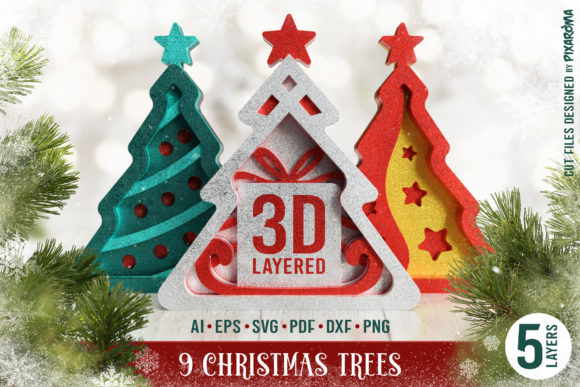 3D Laser Cutting Trees for Winter Christmas Sales