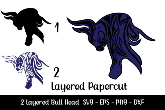 3D Layered Bull SVG: Bold Graphics for Crafts