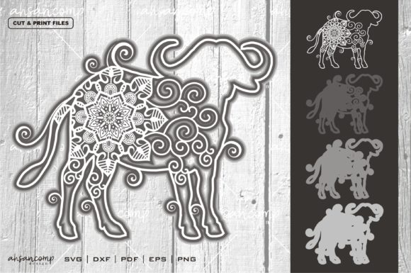 3D SVG Buffalo Mandala Vector 3D Layered 4