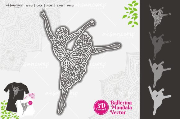 Ballerina Mandala SVG 3D Layered 1 for Shadow Boxes