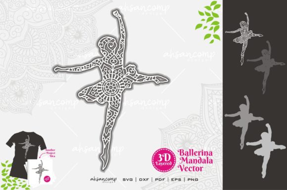 Ballerina Mandala SVG 3D Layered 4 for Shadow Boxes