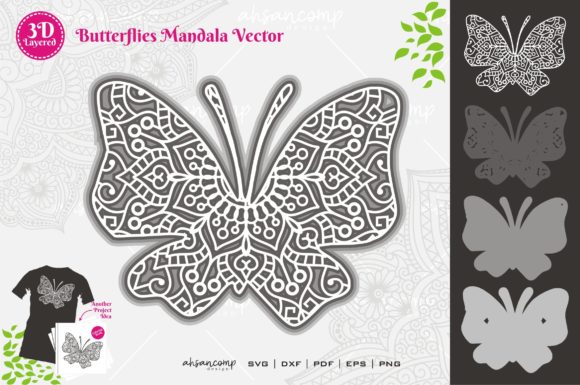 Butterflies 2 Mandala: A Versatile 3D SVG for Shapes