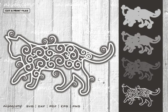Cat Mandala Vector 3D Layered 2 for Shadow Boxes & 3D SVG