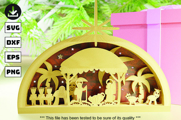 Christmas CRIB 3D Svg for Laser Cutting Winter Christmas