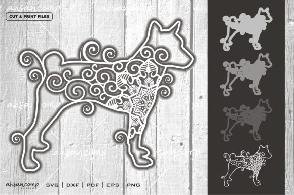 Dog Mandala Vector 3D Layered 4 for Shadow Boxes & 3D SVG