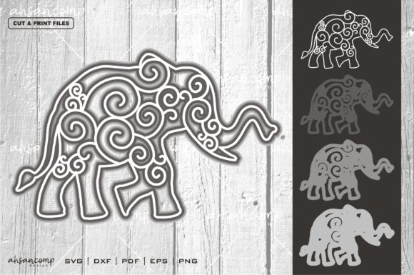 Elephant 2 Vector SVG 3D Layered