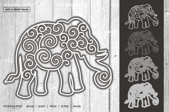 Elephant 4 Vector SVG 3D Layered