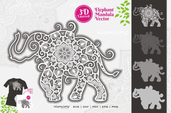Elephant Mandala 3D SVG: Premium Shapes for Branding