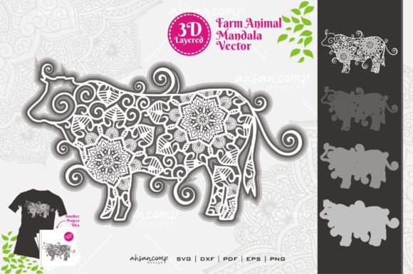 Farm Animal Mandala 3D SVG for Shadow Boxes