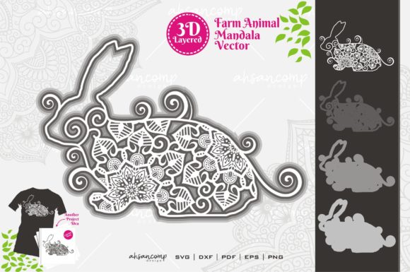 Farm Animal Mandala SVG 3D Layered 6 for Shadow Boxes