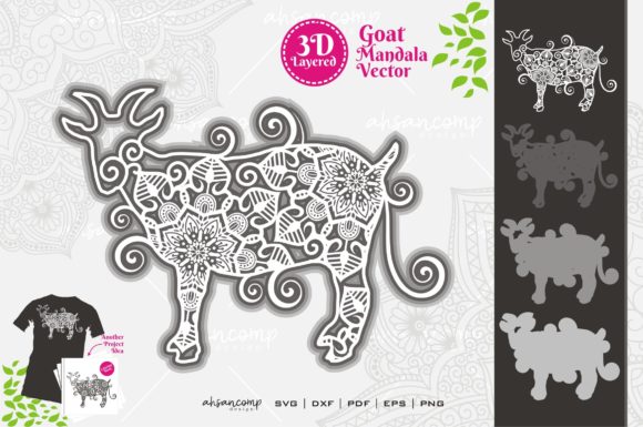 Goat Mandala 3D SVG for Shadow Boxes & Branding