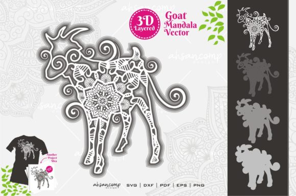 Goat Mandala 3D SVG for Shadow Boxes & Layers