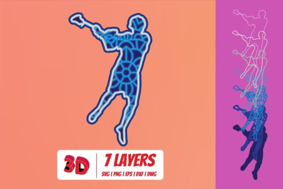 Lacrosse Player 3D SVG: Dynamic Shapes for Branding